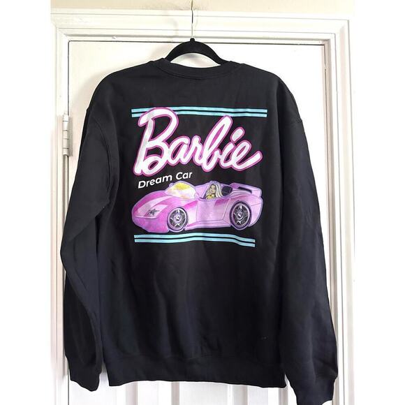 NWOT BARBIE Retro Dream Car Front Chest Logo Crewneck Sweatshirt - Sz Medium - Picture 1 of 3